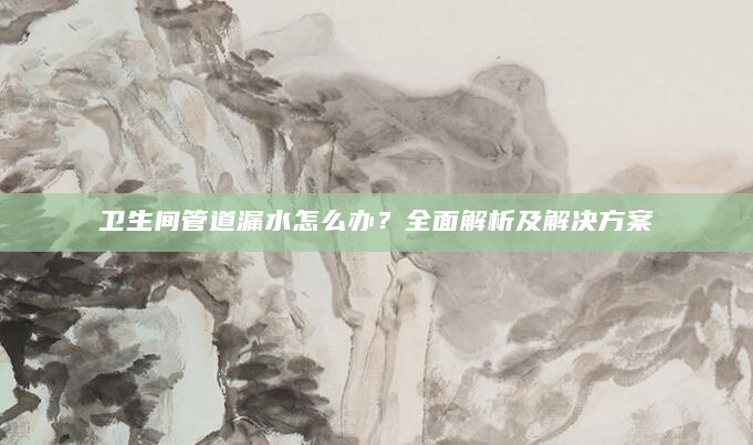 卫生间管道漏水怎么办？全面解析及解决方案