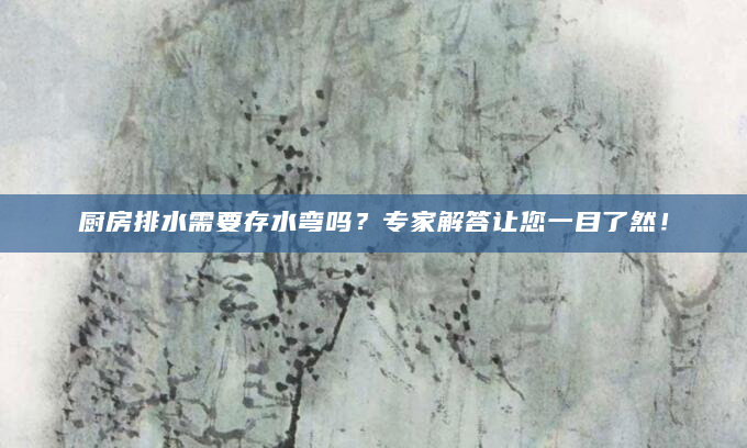 厨房排水需要存水弯吗？专家解答让您一目了然！