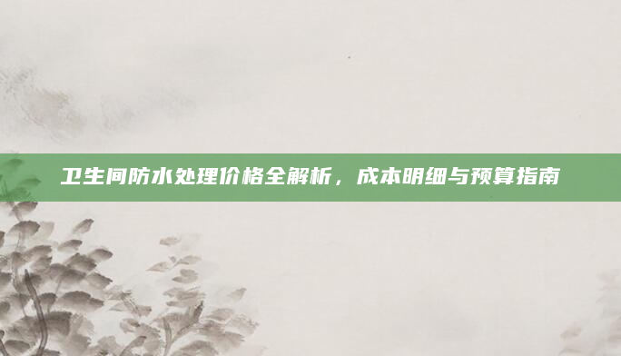 卫生间防水处理价格全解析，成本明细与预算指南