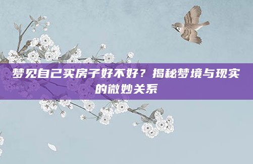 梦见自己买房子好不好？揭秘梦境与现实的微妙关系