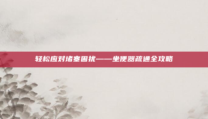轻松应对堵塞困扰——坐便器疏通全攻略