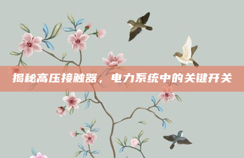 揭秘高压接触器，电力系统中的关键开关