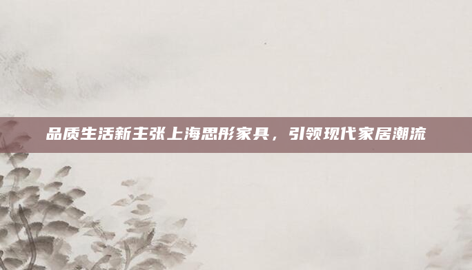 品质生活新主张上海思彤家具，引领现代家居潮流