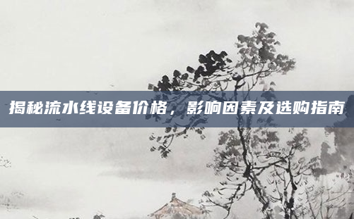 揭秘流水线设备价格，影响因素及选购指南