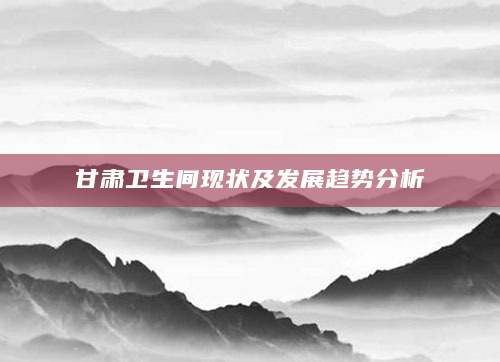 甘肃卫生间现状及发展趋势分析