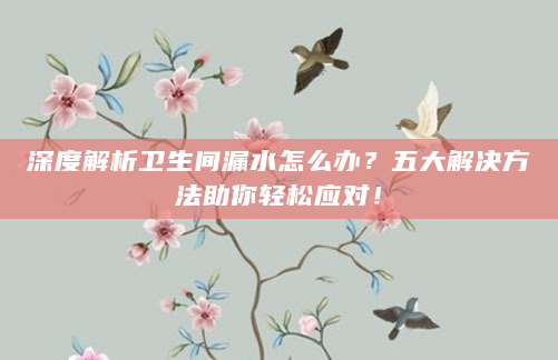 深度解析卫生间漏水怎么办？五大解决方法助你轻松应对！