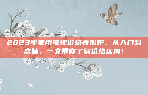 2023年家用电梯价格表出炉，从入门到高端，一文带你了解价格区间！