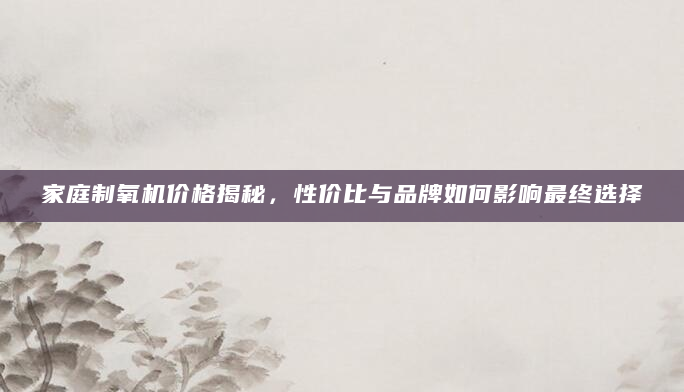 家庭制氧机价格揭秘，性价比与品牌如何影响最终选择