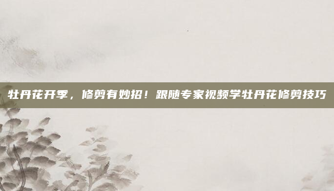 牡丹花开季，修剪有妙招！跟随专家视频学牡丹花修剪技巧
