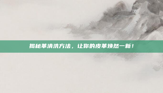揭秘革清洗方法，让你的皮革焕然一新！