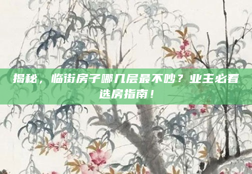 揭秘，临街房子哪几层最不吵？业主必看选房指南！