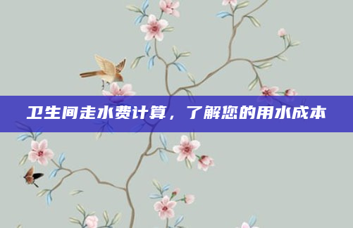 卫生间走水费计算，了解您的用水成本