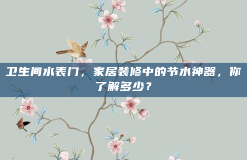 卫生间水表门，家居装修中的节水神器，你了解多少？