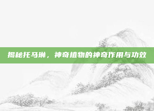 揭秘托马琳，神奇植物的神奇作用与功效