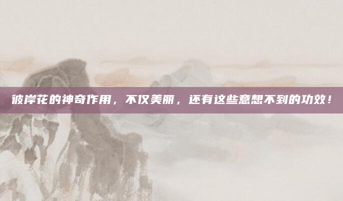 彼岸花的神奇作用，不仅美丽，还有这些意想不到的功效！