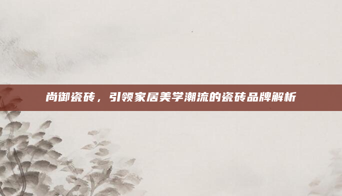 尚御瓷砖，引领家居美学潮流的瓷砖品牌解析