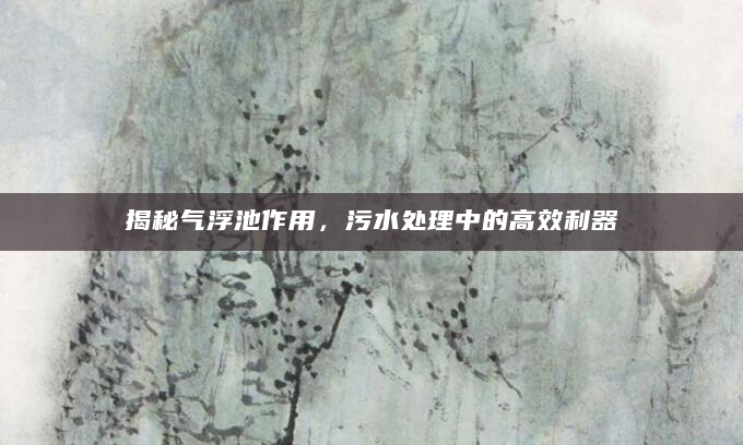 揭秘气浮池作用，污水处理中的高效利器