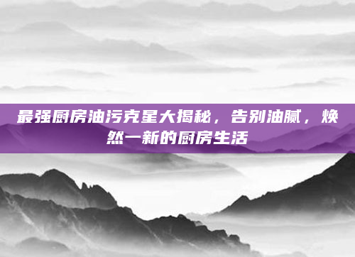 最强厨房油污克星大揭秘，告别油腻，焕然一新的厨房生活