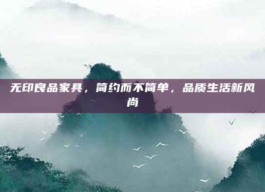 无印良品家具，简约而不简单，品质生活新风尚