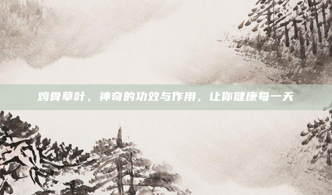 鸡骨草叶，神奇的功效与作用，让你健康每一天