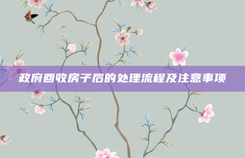 政府回收房子后的处理流程及注意事项