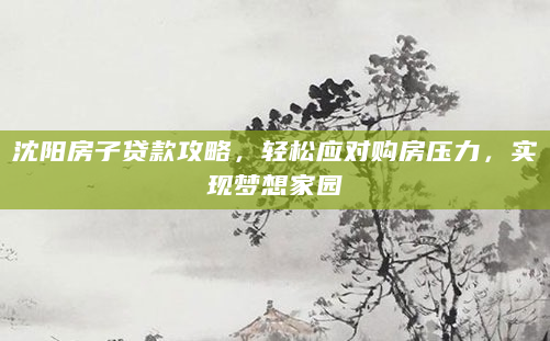 沈阳房子贷款攻略，轻松应对购房压力，实现梦想家园