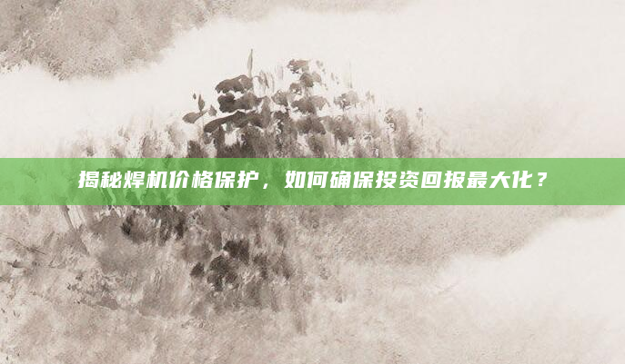 揭秘焊机价格保护，如何确保投资回报最大化？