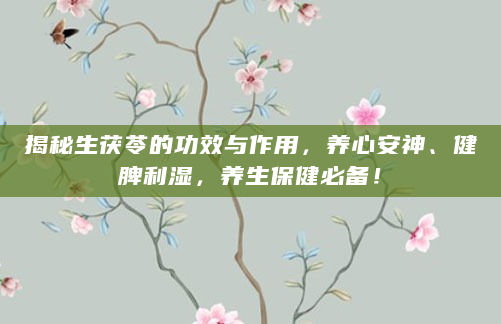 揭秘生茯苓的功效与作用，养心安神、健脾利湿，养生保健必备！