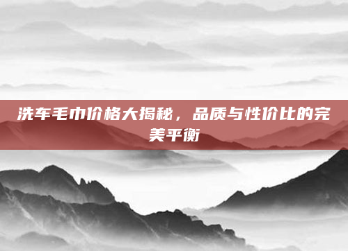 洗车毛巾价格大揭秘，品质与性价比的完美平衡